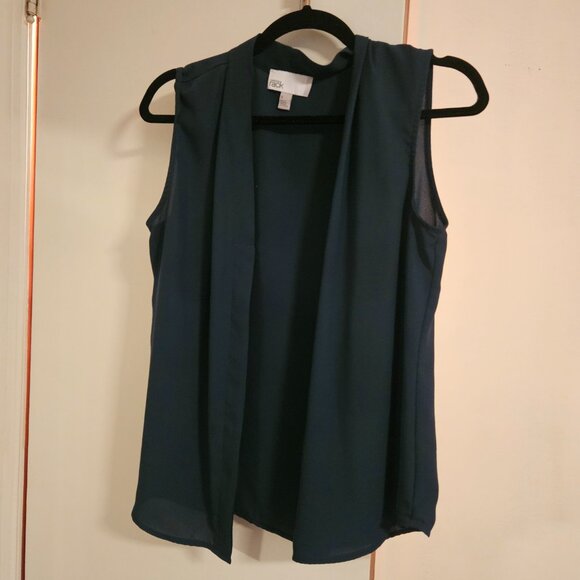 NORDSTROM RACK V-Neck Sleeveless Woven Shell TopGREEN PONDEROSA, Size Small - Picture 6 of 6